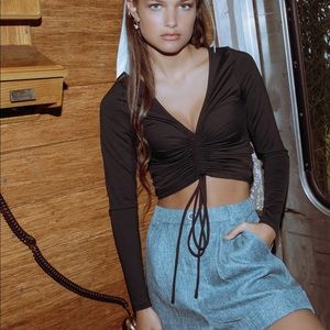 Blackmilk Matte Black Strung Up Long Sleeve Top